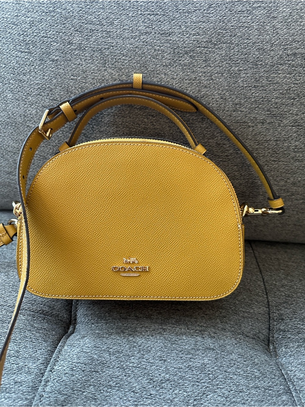 COACH Yellow Saffiano Leather Serena Dome Crossbody